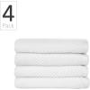imageNate Home by Nate Berkus 100 Cotton Textured Rice Weave 4Piece Washcloth Set  Soft and Absorbent Solid Bathroom Towels from mDesign  Set of 4 Snow White