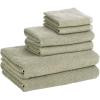 imageNate Home by Nate Berkus 100 Cotton Textured Rice Weave 6Piece Towel Set  2 Bath Towels Hand Towels and Washcloths Soft and Absorbent for Bathroom from mDesign  Set of 6 Lichen Sage Green
