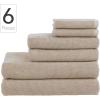 imageNate Home by Nate Berkus 100 Cotton Textured Rice Weave 6Piece Towel Set  2 Bath Towels Hand Towels and Washcloths Soft and Absorbent for Bathroom from mDesign  Set of 6 Fossil Beige