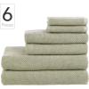 imageNate Home by Nate Berkus 100 Cotton Textured Rice Weave 6Piece Towel Set  2 Bath Towels Hand Towels and Washcloths Soft and Absorbent for Bathroom from mDesign  Set of 6 Lichen Sage Green