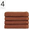 imageNate Home by Nate Berkus 100 Cotton Textured Rice Weave Bath Towel Set of 4  Soft and Absorbent Solid Bathroom Towels from mDesign  Set of 4 Sienna Brown