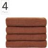 imageNate Home by Nate Berkus 100 Cotton Textured Rice Weave Hand Towel Set of 4  Soft and Absorbent Solid Bathroom Towels from mDesign  Set of 4 Sienna Brown