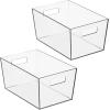 imageNate Home by Nate Berkus Plastic Bin with Handles  for Pantry Organization Perfect Organizer for Kitchen Storage or Fridge from mDesign  Set of 2 Clear