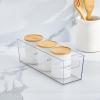 imageNate Home by Nate Berkus Slim Plastic Bin with Handles  Perfect Organizer for Kitchen Storage or Fridge and Pantry Organization from mDesign  Set of 4 Clear