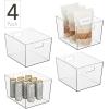 imageNate Home mDesign by Nate Berkus Wide Plastic Bin with Handles  Perfect Organizer for Kitchen Storage or Fridge and Pantry Organization from mDesign  Set of 4 Clear