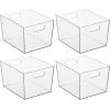 imageNate Home mDesign by Nate Berkus Wide Plastic Bin with Handles  Perfect Organizer for Kitchen Storage or Fridge and Pantry Organization from mDesign  Set of 4 Clear