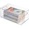 imagemDesign Deep Plastic Storage Organizer Container Bin Game and Comic Organization for Cabinet Cupboard Playroom Shelves or Closet  Holds Video Games Tablets DVDs Ligne Collection Clear