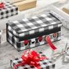 imagemDesign GiftWrapping Ribbon Storage Box with Handles  Holiday Bow Organizer Container with Lid  Christmas Giftwrap Ribbon Holder  Gift Storage Tote Bin and Bow Station  Buffalo Plaid BlackWhite