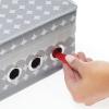 imagemDesign GiftWrapping Ribbon Storage Box with Handles  Holiday Bow Organizer Container with Lid  Christmas Giftwrap Ribbon Holder  Gift Storage Tote Bin and Bow Station with Polka Dots  Gray