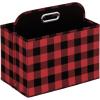 imagemDesign Holiday Storage Box for Gift Wrapping and Bows with Compartments and Handle  Christmas Organizer Tote for Ribbons  Divided Container for Crafts and Stationary  Buffalo Plaid RedBlack
