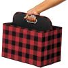 imagemDesign Holiday Storage Box for Gift Wrapping and Bows with Compartments and Handle  Christmas Organizer Tote for Ribbons  Divided Container for Crafts and Stationary  Buffalo Plaid RedBlack