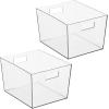 imagemDesign Nate Home by Nate Berkus Wide Plastic Bin with Handles  Perfect Organizer for Kitchen Storage or Fridge and Pantry Organization from mDesign  Set of 2 Clear