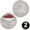imagemDesign Round 30quot Wreath Storage Container with Handles  Fabric Christmas Wreath Storage Bag and Protector  Garland Storage Bag Container  Holiday Decoration Organizer  2 Pack Striped TaupeTan