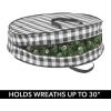 imagemDesign Round 30quot Wreath Storage Container with Handles Fabric Christmas Wreath Storage Bag Protector Garland Storage Bag Container Holiday Decoration Organizer  2 Pack Buffalo Plaid BlackWhite