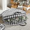 imagemDesign Round 30quot Wreath Storage Container with Handles Fabric Christmas Wreath Storage Bag Protector Garland Storage Bag Container Holiday Decoration Organizer  2 Pack Buffalo Plaid BlackWhite