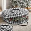 imagemDesign Round 36quot Wreath Storage Container with Handles Fabric Christmas Wreath Storage Bag Protector Garland Storage Bag Container Holiday Decoration Organizer 2 Pack Buffalo Plaid BlackWhite