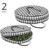 imagemDesign Round 36quot Wreath Storage Container with Handles Fabric Christmas Wreath Storage Bag Protector Garland Storage Bag Container Holiday Decoration Organizer 2 Pack Buffalo Plaid BlackWhite