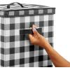 imagemDesign Tall GiftWrap Storage Box with Handles  Upright Wrap Storage Organizer  Buffalo Plaid BlackWhite  118 x 138 x 41