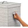 imagemDesign Tall GiftWrapping Paper Storage Box with Handles Holder for Christmas and Holiday Organizer Container  Removable Lid for Rolls of Wrap Inside Closet Storage Totes Stripe TaupeTan