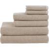 imageNate Home by Nate Berkus 100 Cotton Textured Rice Weave 6Piece Towel Set  2 Bath Towels Hand Towels and Washcloths Soft and Absorbent for Bathroom from mDesign  Set of 6 Fossil Beige