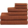imageNate Home by Nate Berkus 100 Cotton Textured Rice Weave 6Piece Towel Set  2 Bath Towels Hand Towels and Washcloths Soft and Absorbent for Bathroom from mDesign  Set of 6 Sienna Brown