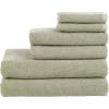 imageNate Home by Nate Berkus 100 Cotton Textured Rice Weave 6Piece Towel Set  2 Bath Towels Hand Towels and Washcloths Soft and Absorbent for Bathroom from mDesign  Set of 6 Lichen Sage Green