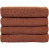 imageNate Home by Nate Berkus 100 Cotton Textured Rice Weave Hand Towel Set of 4  Soft and Absorbent Solid Bathroom Towels from mDesign  Set of 4 Sienna Brown