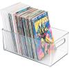 imagemDesign Deep Plastic Storage Organizer Container Bin Game and Comic Organization for Cabinet Cupboard Playroom Shelves or Closet Holds Video Games Tablets DVDs Ligne Collection Clear