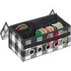 imagemDesign GiftWrapping Ribbon Storage Box with Handles  Holiday Bow Organizer Container with Lid  Christmas Giftwrap Ribbon Holder  Gift Storage Tote Bin and Bow Station  Buffalo Plaid BlackWhite