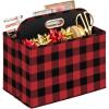 imagemDesign Holiday Storage Box for Gift Wrapping and Bows with Compartments and Handle  Christmas Organizer Tote for Ribbons  Divided Container for Crafts and Stationary  Buffalo Plaid RedBlack