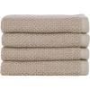 imagemDesign Nate Home by Nate Berkus 100 Cotton Textured Rice Weave Washcloths Set of 4  Soft and Absorbent Solid Bathroom Towels from 4 Pack  Fossil Beige