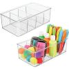 imagemDesign Plastic 4 Compartment Craft Organizer Storage Container Bin for Sewing Notions Thread Crafts Beads Art and Hobby Items Sewing Supplies Organizer Ligne Collection 2 Pack Clear