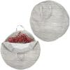 imagemDesign Round 30quot Wreath Storage Container with Handles  Fabric Christmas Wreath Storage Bag and Protector  Garland Storage Bag Container  Holiday Decoration Organizer  2 Pack Striped TaupeTan
