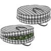 imagemDesign Round 30quot Wreath Storage Container with Handles Fabric Christmas Wreath Storage Bag Protector Garland Storage Bag Container Holiday Decoration Organizer  2 Pack Buffalo Plaid BlackWhite