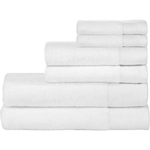 imageNate Home by Nate Berkus 100 Cotton Terry 6Piece Bath Towel Set  2 Bath Towels Hand Towels and Washcloths 608 GSM Ultra Soft Absorbent for Bathroom from mDesign  Set6 Snow White