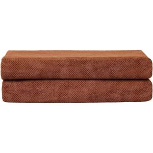 imageNate Home by Nate Berkus 100 Cotton Textured Rice Weave Bath Sheet Towel Set of 2  Soft and Absorbent Solid Bathroom Towels from mDesign  Set of 2 Sienna Brown