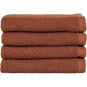 imageNate Home by Nate Berkus 100 Cotton Textured Rice Weave Bath Towel Set of 4  Soft and Absorbent Solid Bathroom Towels from mDesign  Set of 4 Sienna Brown