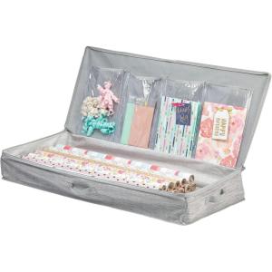 imagemDesign Long Gift Wrapping Organizer with Handles  Wrapping Paper Holder for Christmas and Holiday Giftwrap  Zipper Closure Storage Bag Container  TaupeTan