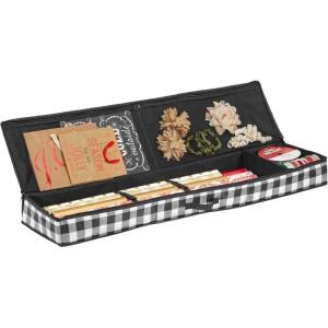 imagemDesign Long GiftWrapping Paper Storage Bag with Handles Holder for Christmas and Holiday Organizer Container Box  Zipper Lid for Rolls of Wrap Under Bed Storage Totes Buffalo Plaid BlackWhite