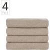 imageNate Home by Nate Berkus 100 Cotton Textured Rice Weave Hand Towel Set  Soft and Absorbent Solid Bathroom Towels from mDesign  Set of 4 Fossil Beige