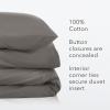 imageNate Home by Nate Berkus 200TC 2Piece Cotton Percale Duvet Cover  Crisp Cool Breathable Bedding Set from mDesign  Twin Size  1 Duvet Cover1 Pillow Sham Charcoal Dark Gray