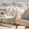 imageNate Home by Nate Berkus Lightweight Textured Weave Cotton Throw Blanket  with Fringe Detail Breathable AllSeason Decoration for Bedding from mDesign  50quot x 60quot Natural Taupe