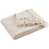imageNate Home by Nate Berkus Lightweight Textured Weave Cotton Throw Blanket  with Fringe Detail Breathable AllSeason Decoration for Bedding from mDesign  50quot x 60quot Natural Taupe