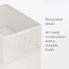 imageNate Home by Nate Berkus Perforated Metal Bin  Essential for Kitchen Cabinet or Pantry Organization and Storage from mDesign  Set of 3 White 22754MD