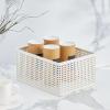 imageNate Home by Nate Berkus Perforated Metal Bin  Essential for Kitchen Cabinet or Pantry Organization and Storage from mDesign  Set of 3 White 22754MD