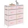 imagemDesign 353quot High Steel FrameWood Top Storage Dresser Furniture 8 Slim Fabric Drawers Large Bureau Organizer for Baby Kid Teen Bedroom Nursery Playroom Dorm Spira Collection PinkWhite