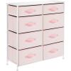 imagemDesign 353quot High Steel FrameWood Top Storage Dresser Furniture 8 Slim Fabric Drawers Large Bureau Organizer for Baby Kid Teen Bedroom Nursery Playroom Dorm Spira Collection PinkWhite