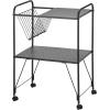 imagemDesign Steel 2Tier Rolling Utility Cart with Wire Storage Basket Metal Frame Stand with Fully Rotating Wheels for Kitchen Living Room Office Garage Laundry Room or Bedroom  Matte Black
