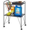 imagemDesign Steel 2Tier Rolling Utility Cart with Wire Storage Basket Metal Frame Stand with Fully Rotating Wheels for Kitchen Living Room Office Garage Laundry Room or Bedroom  Matte Black