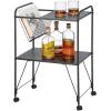 imagemDesign Steel 2Tier Rolling Utility Cart with Wire Storage Basket Metal Frame Stand with Fully Rotating Wheels for Kitchen Living Room Office Garage Laundry Room or Bedroom  Matte Black